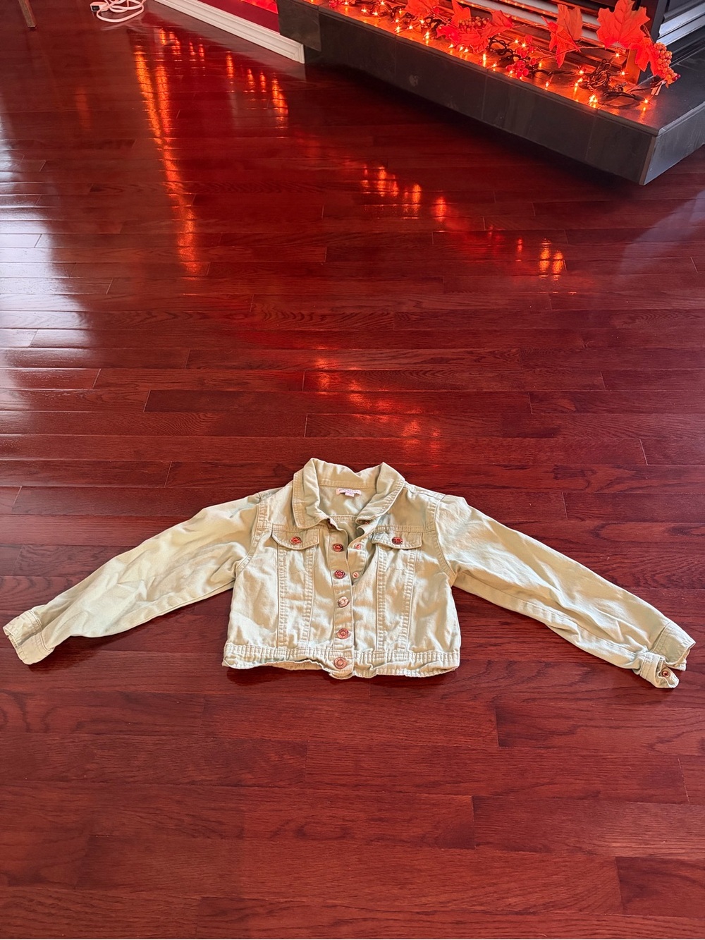 Girls Nanette Lepore Light Sage Green Denim Jacket (size 7)